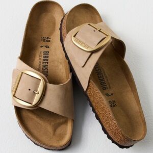 Like New Birkenstock Madrid Big Buckle Sandals Slide Sandcastle Nubuck Size 38